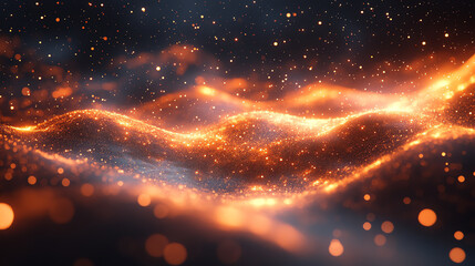 Poster - Abstract glowing waves of light create a mesmerizing visual experience, perfect for backgrounds and digital designs.