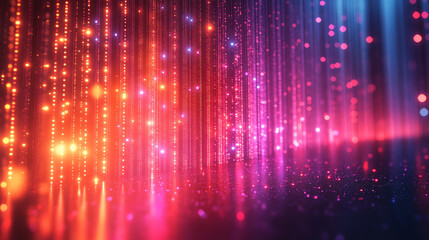 Aufkleber - Vibrant abstract pattern with colorful light streaks and glowing particles creating an energetic visual effect.