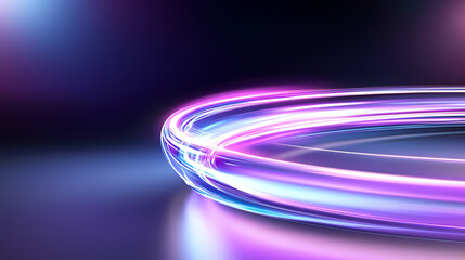 Leinwandbilder - Vibrant light trails swirl on a dark background, creating an abstract visual representing speed and innovation in modern design.