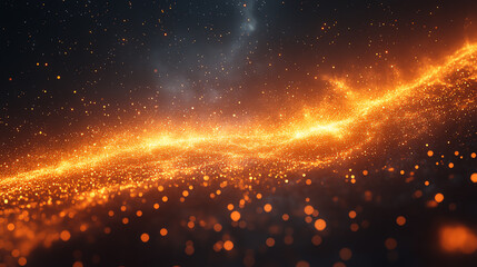 Aufkleber - Vibrant particles and glowing energy waves create a mesmerizing digital space, illustrating advanced technology and innovation.