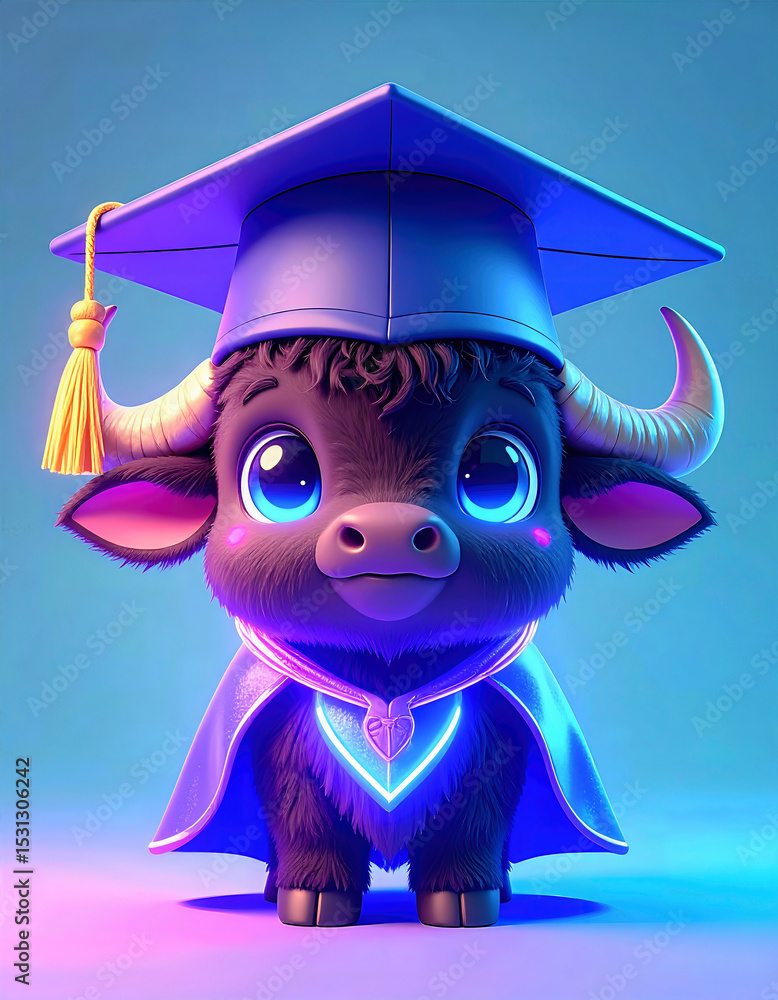 Bufalo, vaca, toro, cuernos, dibujos animados, animal, ave, centros
