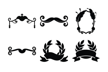 Wall Mural - Collection of elegant black and white decorative design elements