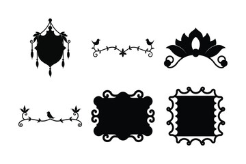 Wall Mural - Collection of elegant black and white decorative design elements