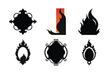 Wall Mural - a collection of six unique flame and ornate design elements