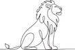 © alamingraphics27 - Continuous line drawing of a sitting lion in minimalist black and white profile view with flowing mane