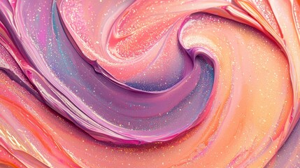 Wall Mural - Colorful Swirl of Pink and Purple Paint with Sparkles and Shimmer