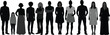 © Dab 32 Bore - A monochromatic silhouette of a diverse group of people standing in a row against a white background space