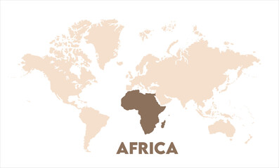  Africa map highlighted on the world map, Africa map, modern world map, Illustration, eps 10, worldwide, all continents, all countries, worldwide project