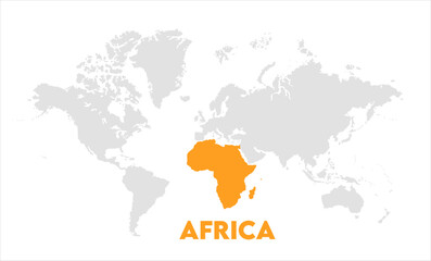  Africa map highlighted on the world map, Africa map, modern world map, Illustration, eps 10, worldwide, all continents, all countries, worldwide project