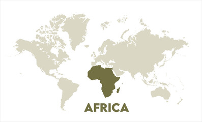  Africa map highlighted on the world map, Africa map, modern world map, Illustration, eps 10, worldwide, all continents, all countries, worldwide project
