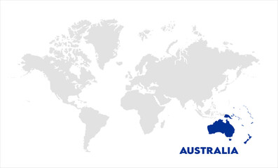  Australia in world map-12, Map of Australia, highlighted on the world map, Australia on the world map, Satellite view, Australia location on the globe.