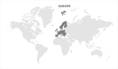  Europe outline in global map-04, Map of Europe, highlighted on the world map, Europe on the world map, Satellite view, Europe location on the globe.