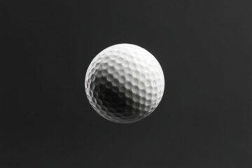 Fototapete - Close-up of a white dimpled ball in a dim studio light against a dark gray backdrop. The ball looks crisp and new.