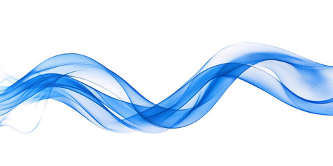 Wall Mural - Blue wave on isolated transparent background. Design element. Motion effect. Abstract graphic wavy line.