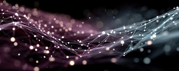 Wall Mural - abstract network of interconnected glowing nodes and winding geometric lines
