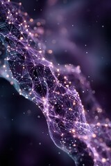 Wall Mural - abstract digital network with glowing nodes and connected violet polygons