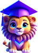 © fergomez - León, dibujos animados, animal, ave, centros, vector, alumna, graduado, educación, acto de graduación