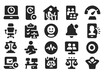 © VideoHub - Hybrid Work-Life Balance Icons. Solid style icons of hybrid work life balance: virtual meeting timer, flexible schedule app,