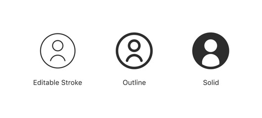 Poster - User profile icon set. profile avatar icon vector, User account profile black circle in flat style , social media profile photo icon symbol	. editable stroke