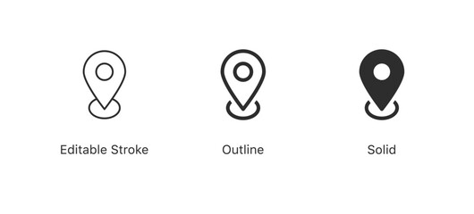 Fototapete - location pin icon in editable stroke, outline, and filled styles. for navigation, maps and geolocation designs in apps, websites and user interfaces