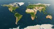 © Luiz  Fernando - World map formed by natural textures like forest, ocean, desert, and ice for each continent, viewed from above, symbolic of Earth's diversity, eco-friendly visual concept, high-resolution