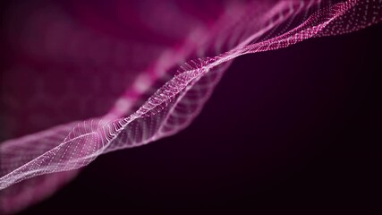 Wall Mural - romantic video animation with particle wave object in slow motion, 4096x2304 loop 4k