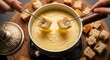 © organik - Gourmet Swiss fondue dinner on a winter evening