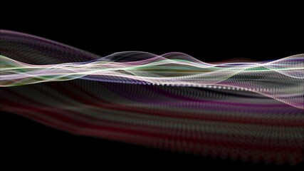 Wall Mural - fantastic video animation with particle wave object in slow motion, 4096x2304 loop 4k