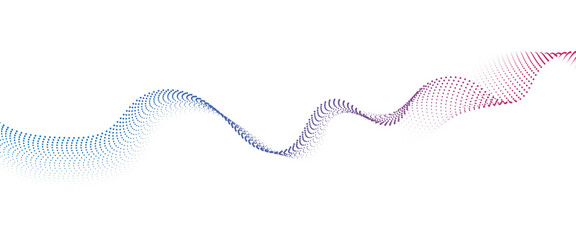 Fototapete - Flowing Dot Wave halftone gradient pattern on transparent background	
