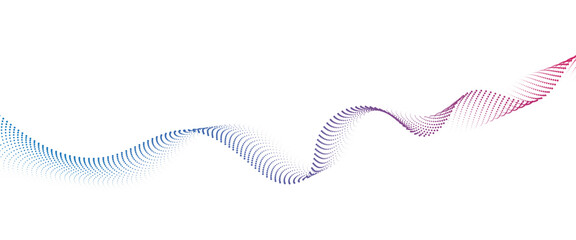 Fototapete - Flowing Dot Wave halftone gradient pattern on transparent background	
