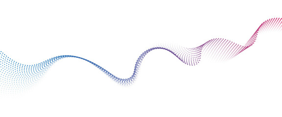 Fototapete - Flowing Dot Wave halftone gradient pattern on transparent background	
