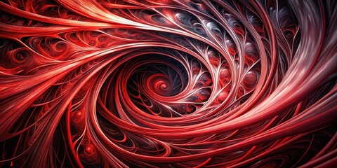 Wall Mural - intricate crimson swirls an abstract design featuring a complex network of intertwined, curving line