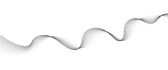 Fototapete - Flowing Dot Wave halftone gradient pattern on transparent background	
