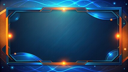 Wall Mural - abstract blue and orange futuristic frame design with glowing lights and dynamic waves