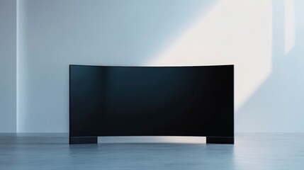 Poster - Modern curved screen TV in minimalist room.