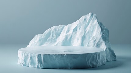 Poster - Iceberg platform with a mountain-like structure, isolated on a light blue background.
