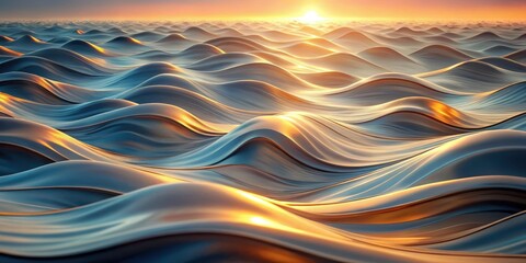 Wall Mural - golden hour abstract waveform a serene digital landscape of smooth, undulating forms illuminated by 