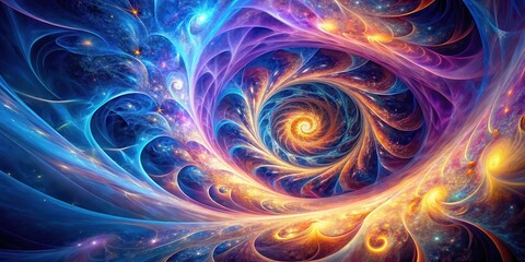 Wall Mural - Abstract Cosmic Swirl A Vibrant Nebula of Light and Color in a Stunning Celestial Dance