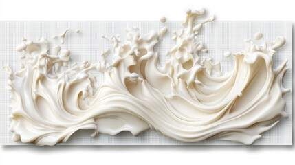 Poster - Abstract cream wave sculpture, flowing, dynamic, white, textured background.