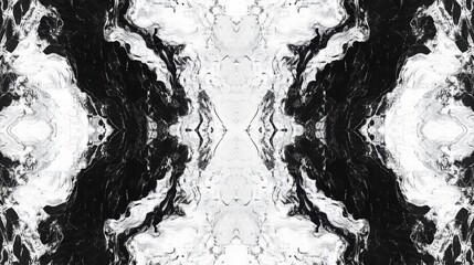 Poster - Abstract black and white symmetrical ink painting.