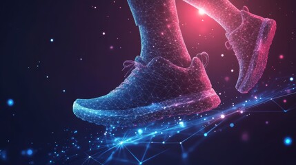 Poster - Abstract runner's legs and shoes in motion, polygonal style.