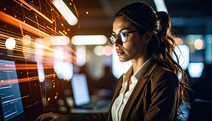 woman programmer coding at night - women in tech