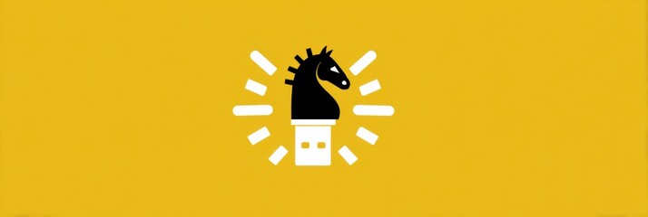 Aufkleber - Trojan Horse Virus Emerging From USB Icon Illustrates Cybersecurity Threat in Digital Landscape