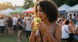 © DEGE - Enjoying a Refreshing Summer Drink at an Outdoor Festival With Friends and Family