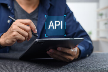 person developing application programming interface on tablet device