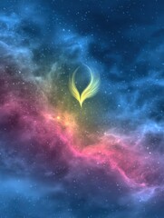 Wall Mural - Cosmic nebula with glowing symbol