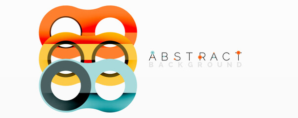 Poster - Abstract design features overlapping circles, vibrant colors, modern aesthetic. Simple composition, clean lines, geometric shapes present.