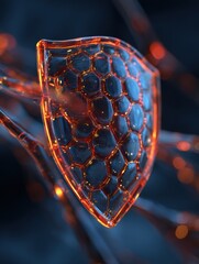 Poster - Antivirus Shield Pulsating to Deflect Phishing Bug With a Clear Top Third Background