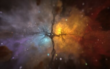 Wall Mural - Cosmic tree, swirling nebulae