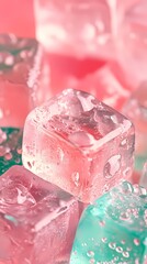 Wall Mural - digital technology pink and green ice illustration poster background